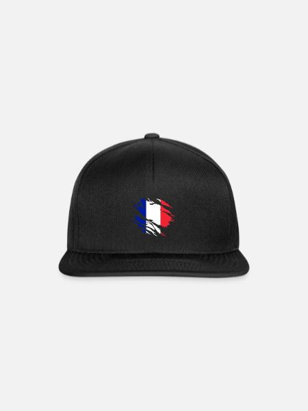 Frankreich Flagge - Snapback Cap - Schwarz/Schwarz