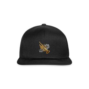 Trompeter Musiknoten Jazz Musik Kunst - Snapback Cap - Schwarz/Schwarz - Vorne