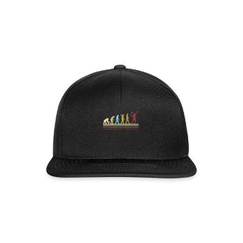 Tennisspieler Retro Evolution Geschenk Grafik - Snapback Cap - Schwarz/Schwarz - Vorne