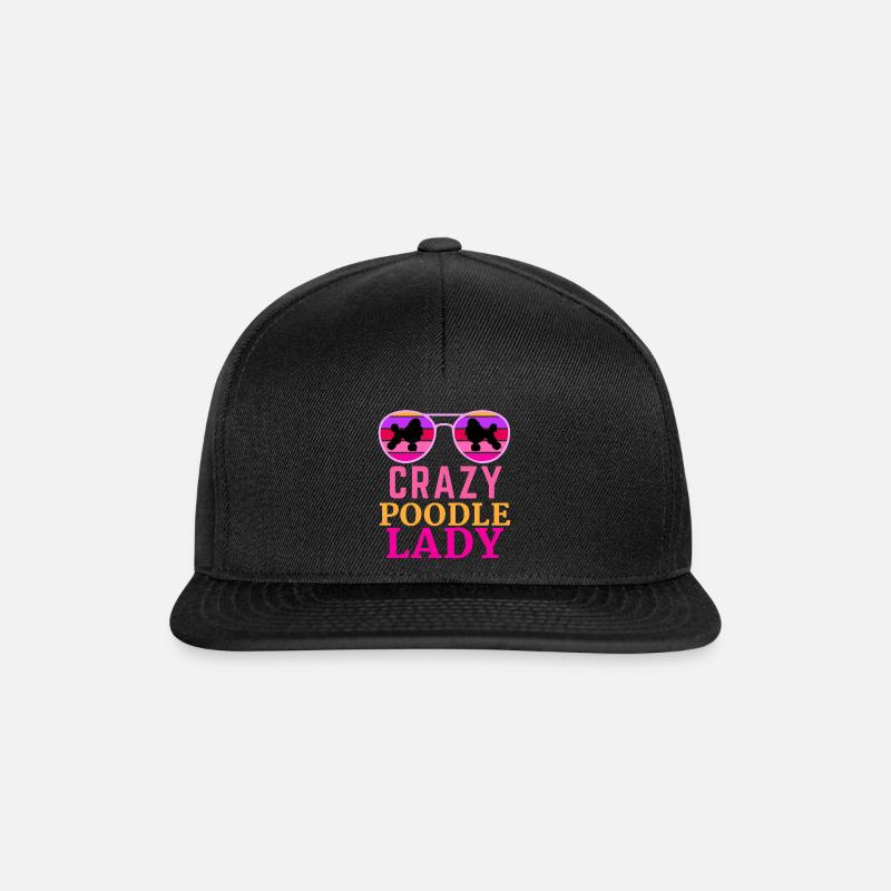 Crazy Pudel Lady Pudel Geschenk - Snapback Cap - Schwarz/Schwarz