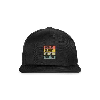 Katze Papa World s Okayest Cat Dad - Snapback Cap - Schwarz/Schwarz - Vorne