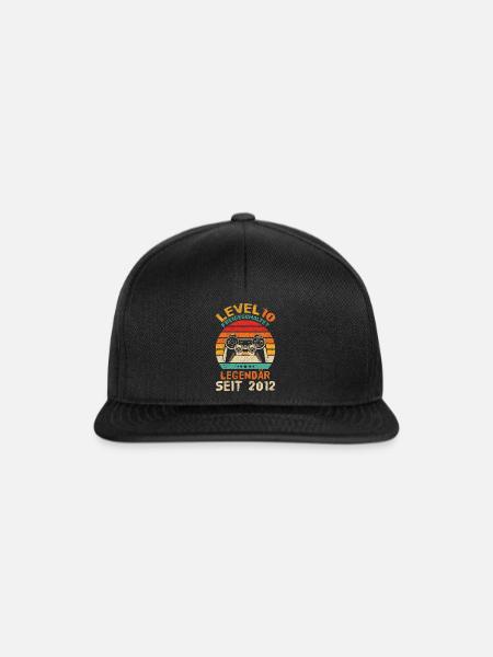 Level 10 Freigeschaltet - 10. Geburtstag Shirt - Snapback Cap - Schwarz/Schwarz