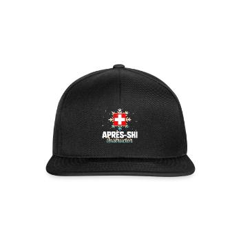 Ski Snowboard Shirt, Apres Skilehrer, - Snapback Cap - Schwarz/Schwarz - Vorne