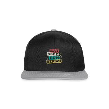Eat Sleep Run Wiederholung Marathon Runner Running - Snapback Cap - Schwarz/Grau - Vorne