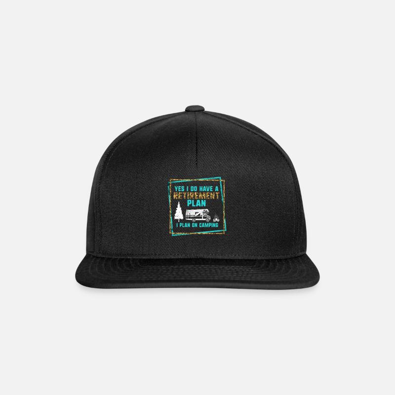 Ruhestand Camping Shirt, Camping Geschenk, Camping - Snapback Cap - Schwarz/Schwarz