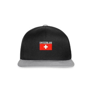 Schweiz Flagge - Snapback Cap - Schwarz/Grau - Vorne