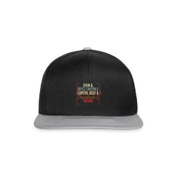 Utah National Park Shirt, Utah Fünf Plätze - Snapback Cap - Schwarz/Grau - Vorne