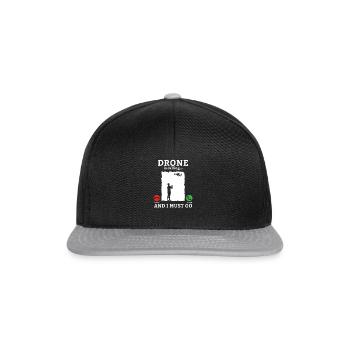 Drohne Drohnen Drohnenpilot Quadcopter - Snapback Cap - Schwarz/Grau - Vorne
