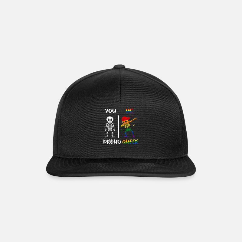 Dab Skeleton Rainbow Proud Queer Pride LGBT - Snapback Cap - Schwarz/Schwarz