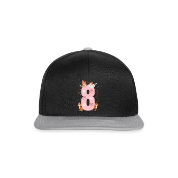 8. Cat Birthday Celebrant 8 years old - Snapback Cap - black/grey - Front
