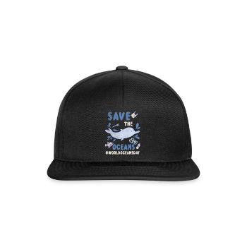 Dolphin Planet Water Protect Save Oceans Day - Snapback Cap - Schwarz/Schwarz - Vorne