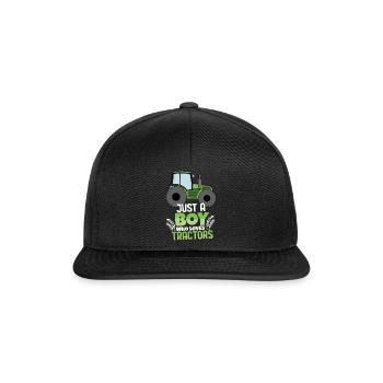Farm Farmer Rancher Drive Just Boy Loves Tractor - Snapback Cap - Schwarz/Schwarz - Vorne