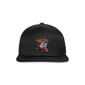 Birth Born Age 7 Years Old Little Farmer Tractor - Snapback Cap - Schwarz/Schwarz - Vorne