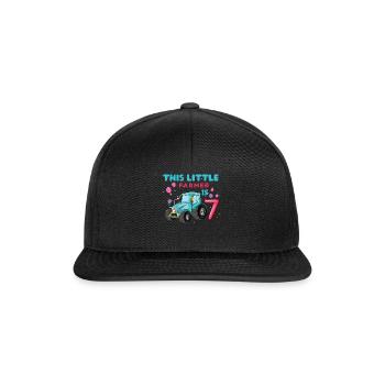 Birth Born Age 7 Year Old Little Farmer Tractor - Snapback Cap - Schwarz/Schwarz - Vorne