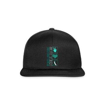 Peace Love Cure Cervical Cancer T Shirt - Snapback Cap - black/black - Front