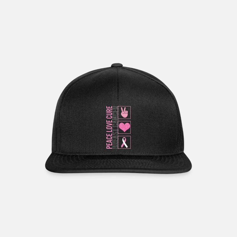 Peace Love Cure Brustkrebs T-Shirt - Snapback Cap - Schwarz/Schwarz