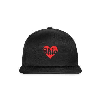 Citoyen américain Drapeau de l’État américain Cœur Amour Ohio - Casquette snapback - noir/noir - Devant