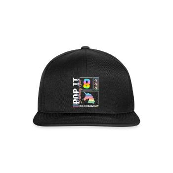 8ème anniversaire Fille Licorne Mignon Tee, Pop Anniversaire - Casquette snapback - noir/noir - Devant