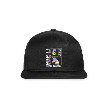 6ème anniversaire Fille Licorne Mignon Tee, Pop Anniversaire - Casquette snapback - noir/noir - Devant