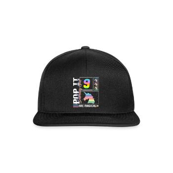 9ème anniversaire Fille Licorne Mignon Tee, Pop Anniversaire - Casquette snapback - noir/noir - Devant