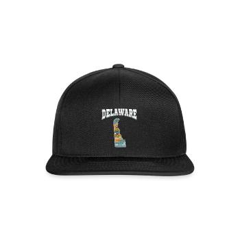 US America State Flag Land Map Delaware - Snapback Cap - Schwarz/Schwarz - Vorne