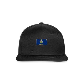 Land Map America US State Distressed Kansas - Snapback Cap - Schwarz/Schwarz - Vorne