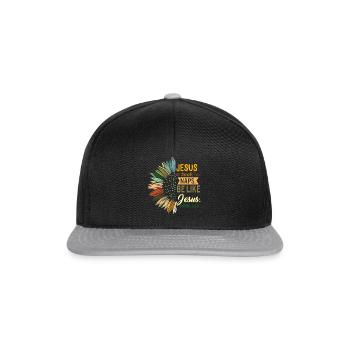 Nickerchenhemd, Jesus machte ein Nickerchen, lustige religiöse - Snapback Cap - Schwarz/Grau - Vorne