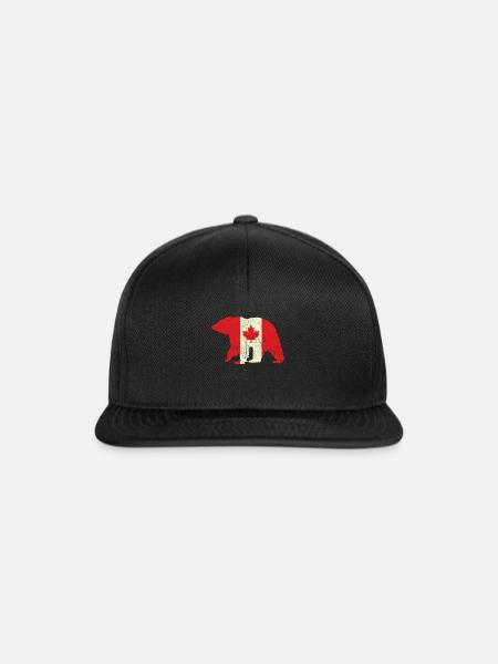 Canada Flag Bear Grizzly Proud Canadian Canada Day - Snapback Cap - Schwarz/Schwarz
