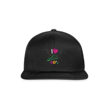 1990's 90s I Heart Nineties I Love the 90's Old - Snapback Cap - Schwarz/Schwarz - Vorne