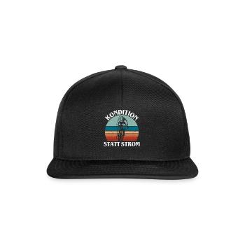 Kondition statt Strom Vintage Radfahrer Rennrad - Snapback Cap - Schwarz/Schwarz - Vorne