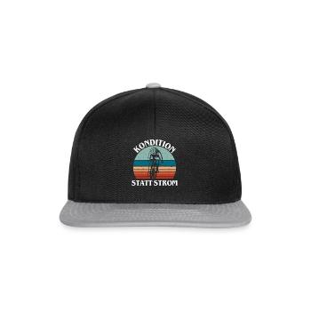 Kondition statt Strom Vintage Radfahrer Rennrad - Snapback Cap - Schwarz/Grau - Vorne