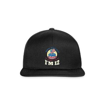 US America Flag Cake Birth Age 12 USA 4th Of July - Snapback Cap - black/black - Front
