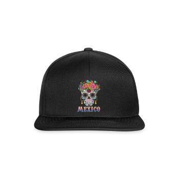 Mexico Halloween Muertos Day Of Dead Sugar Bone - Snapback Cap - black/black - Front