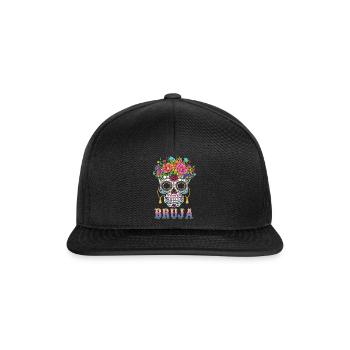 Witch Halloween Muertos Day Of Dead Sugar Bone - Snapback Cap - black/black - Front