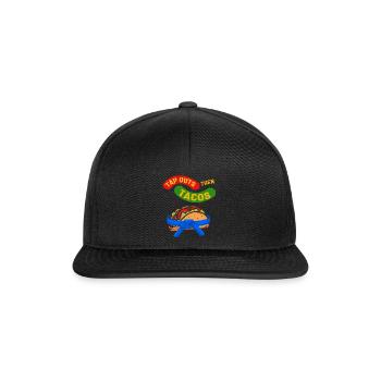 Cinco de Mayo Hemd, Tap Outs dann Tacos Jiu - Snapback Cap - Schwarz/Schwarz - Vorne