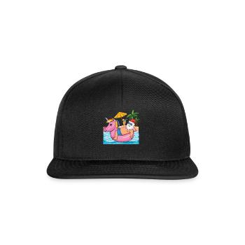 Beach Christmas Santa In Pool Summer 2022 - Snapback Cap - black/black - Front