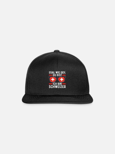 Schweizer Schweiz - Snapback Cap - Schwarz/Schwarz