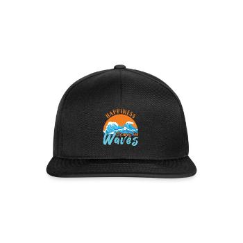 Beach 2022 Tropical Happiness Waves Hello Summer - Snapback Cap - Schwarz/Schwarz - Vorne
