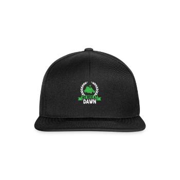 We Ride At Dawn Dad Lawn Mower Make Laugh Day Yard - Snapback Cap - Schwarz/Schwarz - Vorne