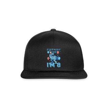 Boy Age 8 Year Old Cute Birth Born Roar Dinosaur - Snapback Cap - black/black - Front