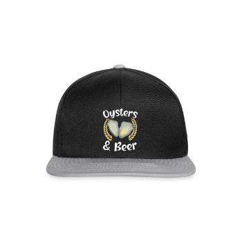 Oyster And Beer Drinking Seashell Mollusc Animal - Snapback Cap - black/grey - Front