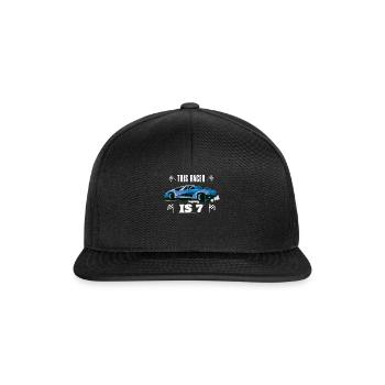 Birth Born Age 7 Years Old Fast Driver Racer Car - Snapback Cap - black/black - Front