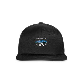 Birth Born Age 4 Years Old Fast Driver Racer Car - Snapback Cap - black/black - Front