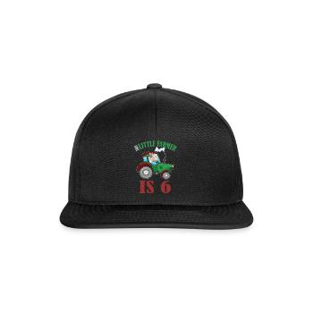 Birth Born Age 6 Years Old Farmer Cow Tractor - Snapback Cap - Schwarz/Schwarz - Vorne
