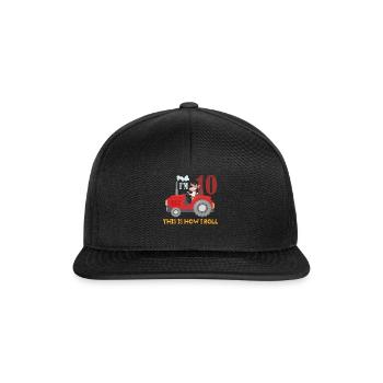 Birth Born Age 10 Year Old Farmer Farm Cow Tractor - Snapback Cap - Schwarz/Schwarz - Vorne