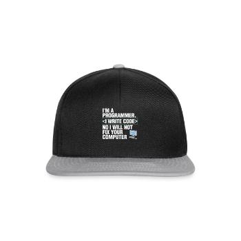 Computer Programmer Funny Gift Coder - Snapback Cap - black/grey - Front