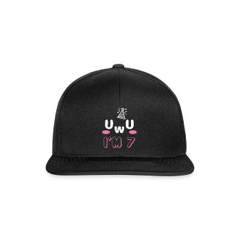OwO UwU Face Age 7 Year Old Anime Aesthetic Otaku - Snapback Cap - Schwarz/Schwarz - Vorne