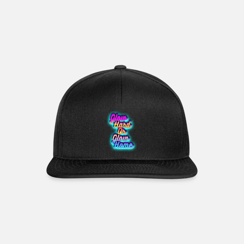 Glow Hard oder Glow Home - Snapback Cap - Schwarz/Schwarz