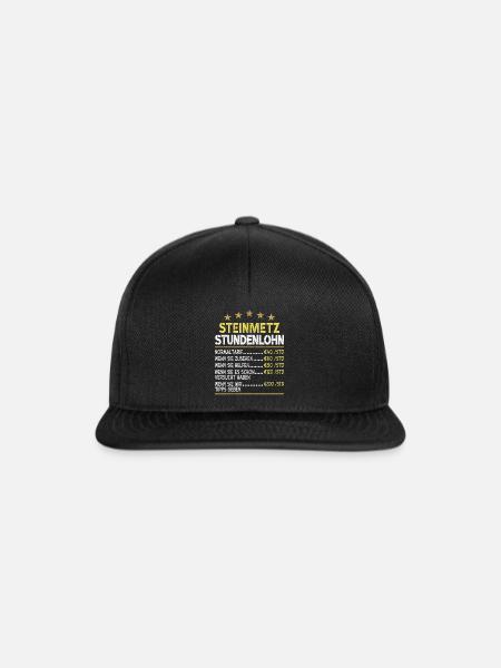 Steinmetz Stundenlohn - Snapback Cap - Schwarz/Schwarz