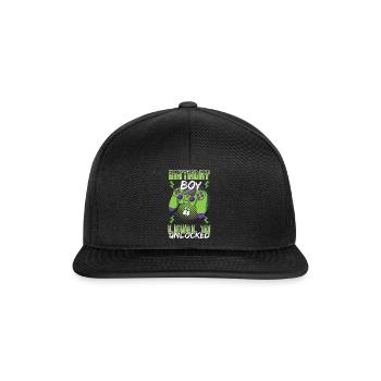 Gamer Boy Video Game Lover Age 10 Unlocked - Snapback Cap - Schwarz/Schwarz - Vorne